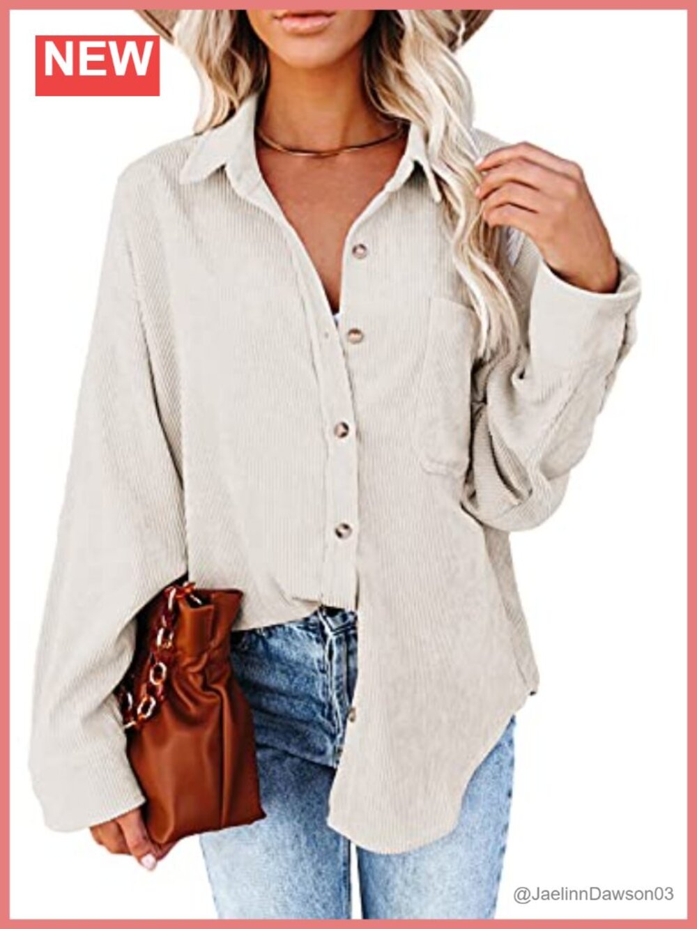 Womens Corduroy Button Down Shirt Long Sleeve V Neck Blouse